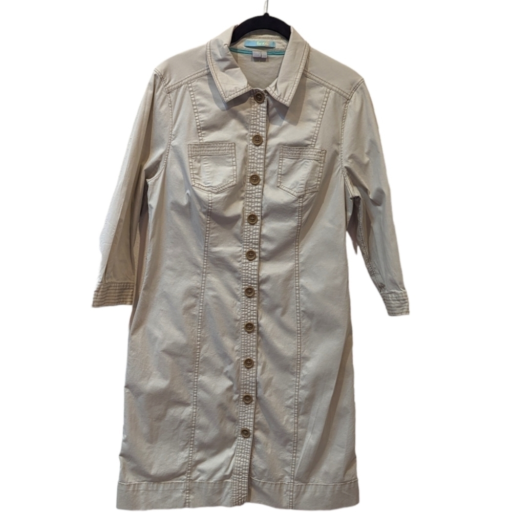 Boden Women's Khaki Safari Button Up Summer Shirt Dress (*)
